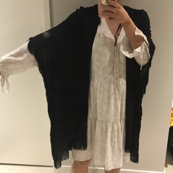 F21 cotton black coverup with fringe detail - Picture 4 of 7